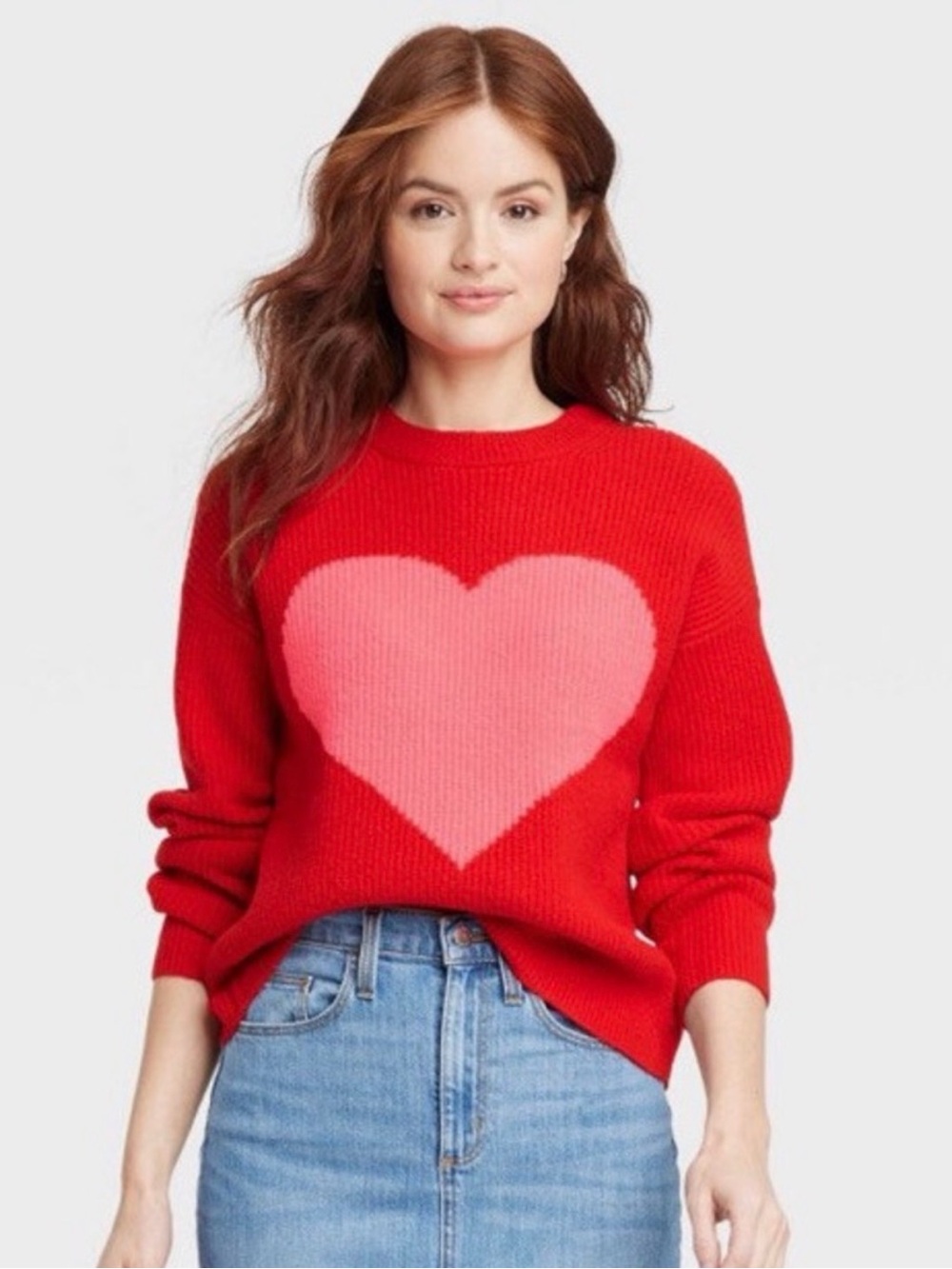 a new day Red Heart Crewneck Sweater